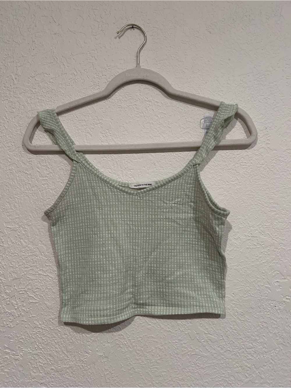 Caution To The Wind Sage Ribbed Cropped Tank